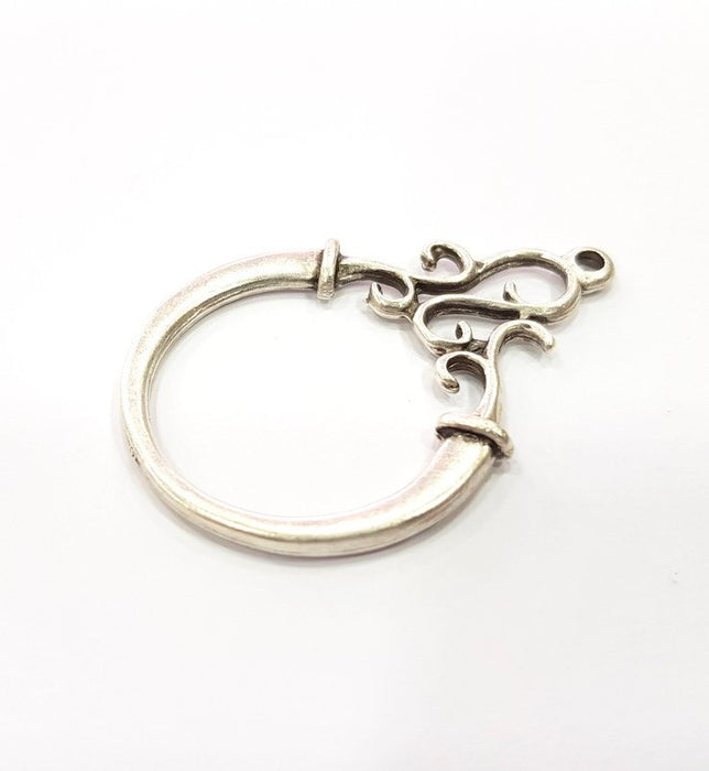 2 Silver Charms Antique Silver Plated Charms (52x35mm)  G16156