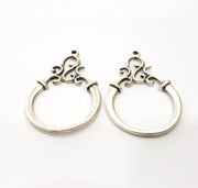 2 Silver Charms Antique Silver Plated Charms (52x35mm)  G16156