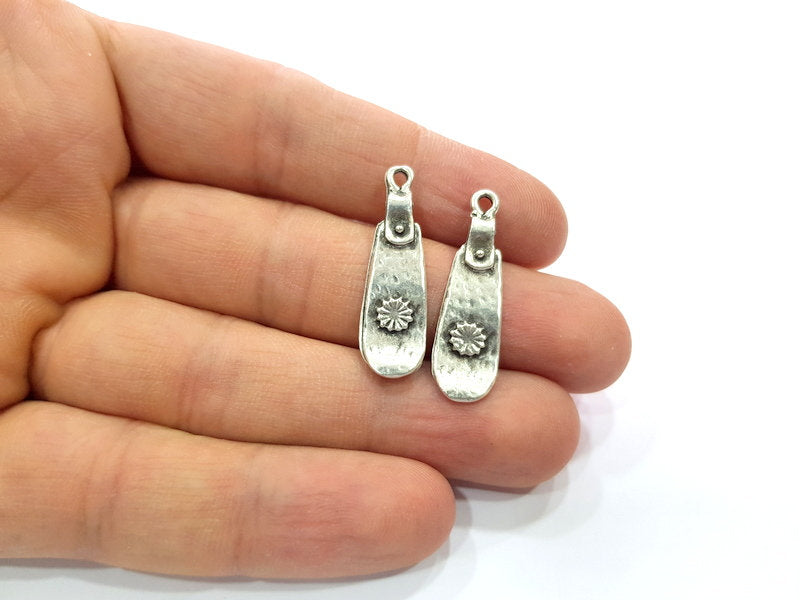 5 Silver Charms Antique Silver Plated Charms (31x9mm)  G16166