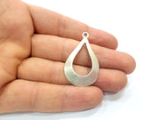 2 Teardrop Charms Antique Silver Plated Charms (39x24mm)  G16167