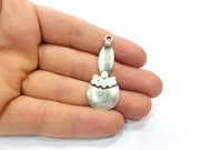 2 Silver Charms Antique Silver Plated Charms (44x19mm)  G16173
