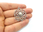 2 Silver Charms Connector Antique Silver Plated Charms (39x31mm)  G17051