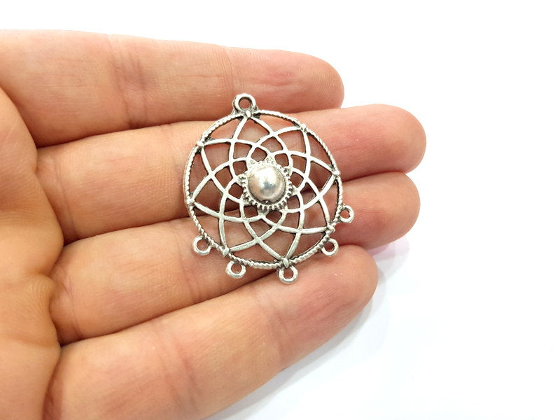 2 Silver Charms Connector Antique Silver Plated Charms (39x31mm)  G17051