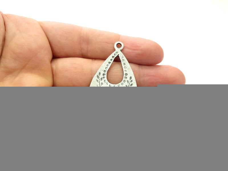 2 Silver Charms Antique Silver Plated Charms (46x27mm)  G16175