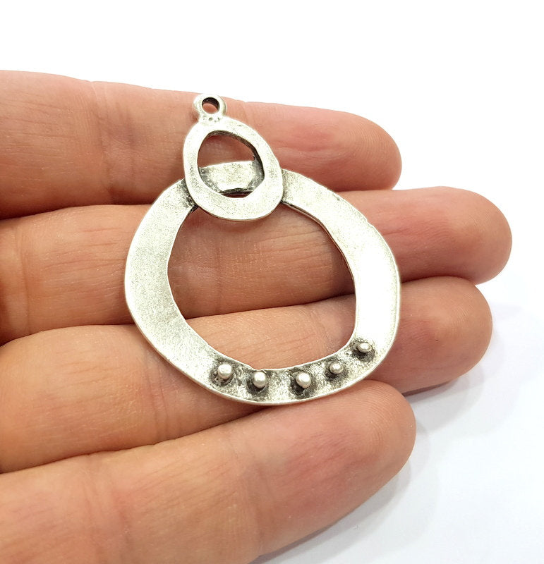 2 Silver Charms Antique Silver Plated Charms (52x39mm)  G17050