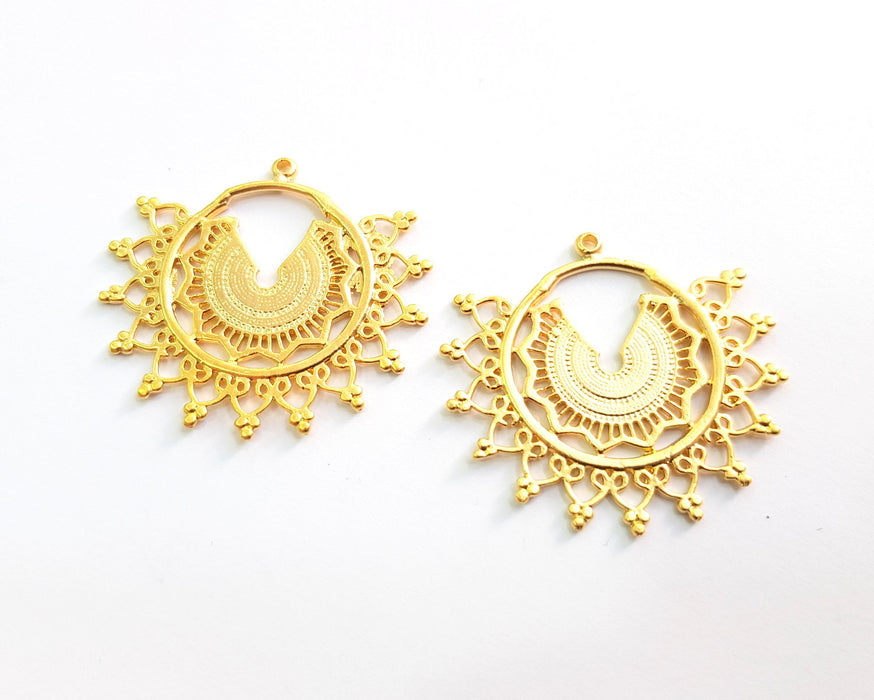 2 Gold Charms Gold Plated Charms  (44x40mm)  G17061