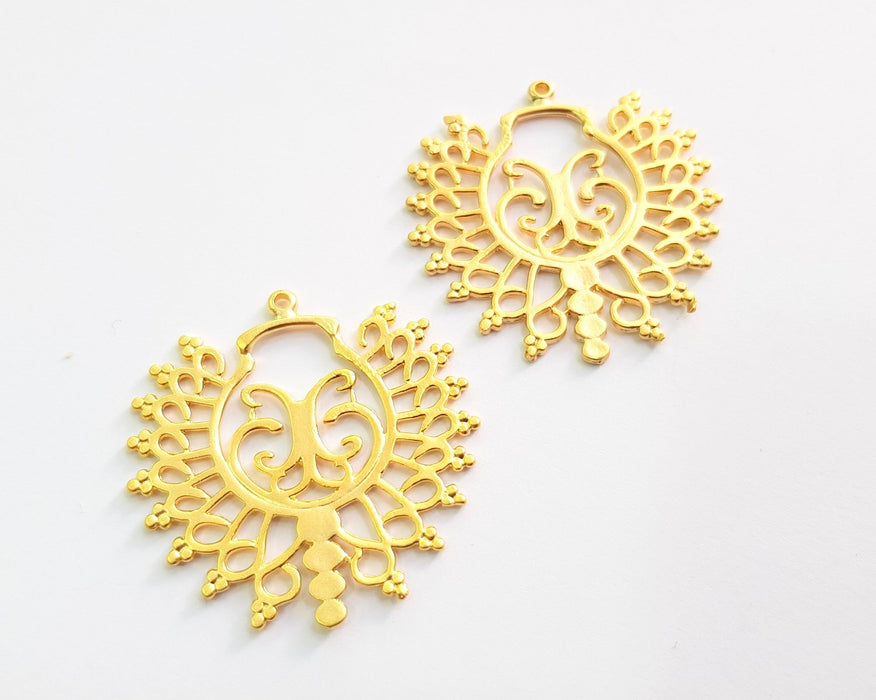 2 Gold Charms Gold Plated Charms  (42x42mm)  G17062