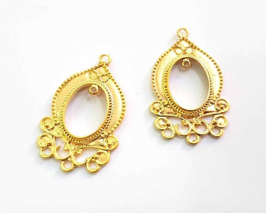 2 Gold Charms Gold Plated Charms  (44x28mm)  G17063