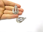 2 Silver Charms Antique Silver Plated Charms (40x23mm)  G17069