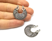 2 Silver Charms Antique Silver Plated Charms (31x28mm)  G17071