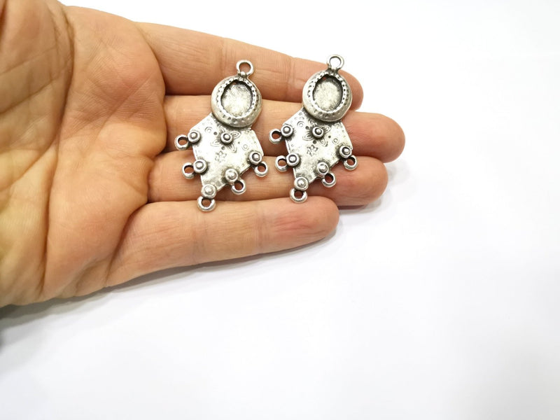 2 Silver Charms Antique Silver Plated Charms (53x30mm)  G17077