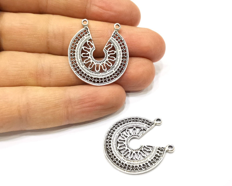 2 Silver Charms Antique Silver Plated Charms (30x28mm)  G17078