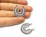 2 Silver Charms Antique Silver Plated Charms (30x28mm)  G17078