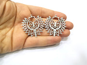 2 Silver Charms Antique Silver Plated Charms (42x41mm)  G17080