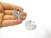 2 Silver Charms Antique Silver Plated Charms (42x41mm)  G17080
