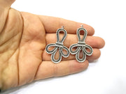 2 Silver Charms Antique Silver Plated Charms (48x30mm)  G17081
