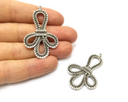 2 Silver Charms Antique Silver Plated Charms (48x30mm)  G17081