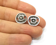 10 Silver Charms Connector Antique Silver Plated Charms (15x14mm)  G17083