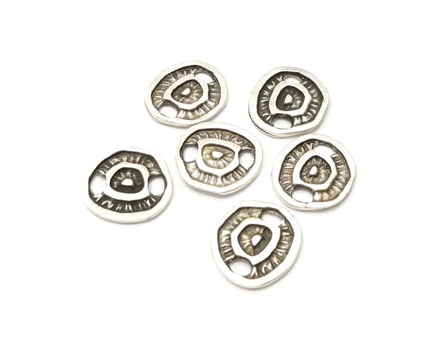10 Silver Charms Connector Antique Silver Plated Charms (15x14mm)  G17083
