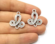 4 Silver Charms Connector Antique Silver Plated Charms (28x23mm)  G17086