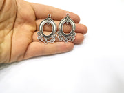 2 Silver Charms Connector Antique Silver Plated Charms (44x28mm)  G17087
