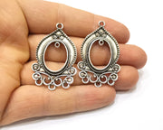 2 Silver Charms Connector Antique Silver Plated Charms (44x28mm)  G17087