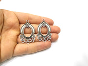 2 Silver Charms Connector Antique Silver Plated Charms (44x28mm)  G17087