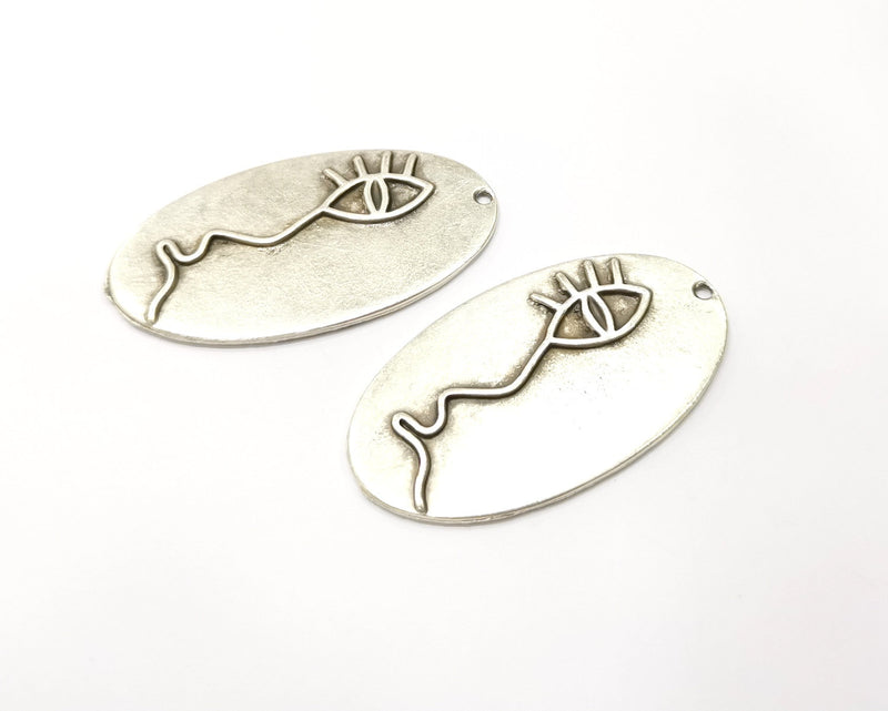 2 Silver Charms Antique Silver Plated Charms (52x28mm)  G17090