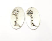 2 Silver Charms Antique Silver Plated Charms (52x28mm)  G17090