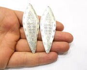 2 Silver Charms Antique Silver Plated Charms (75x24mm)  G17093