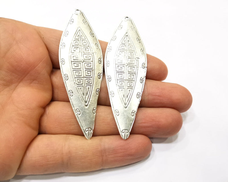 2 Silver Charms Antique Silver Plated Charms (75x24mm)  G17093