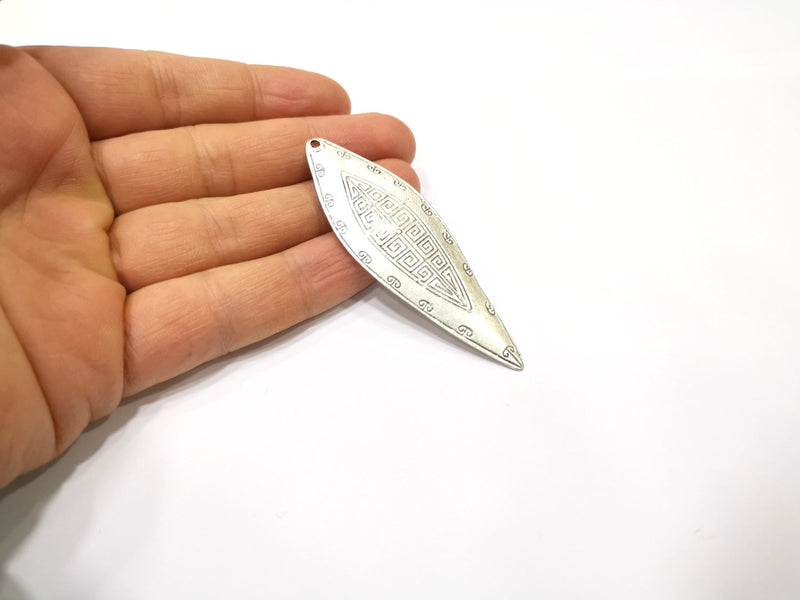 2 Silver Charms Antique Silver Plated Charms (75x24mm)  G17093