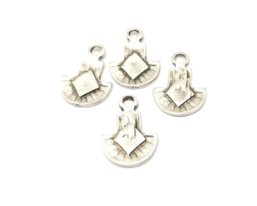 8 Silver Charms Antique Silver Plated Charms (23x15mm)  G17094