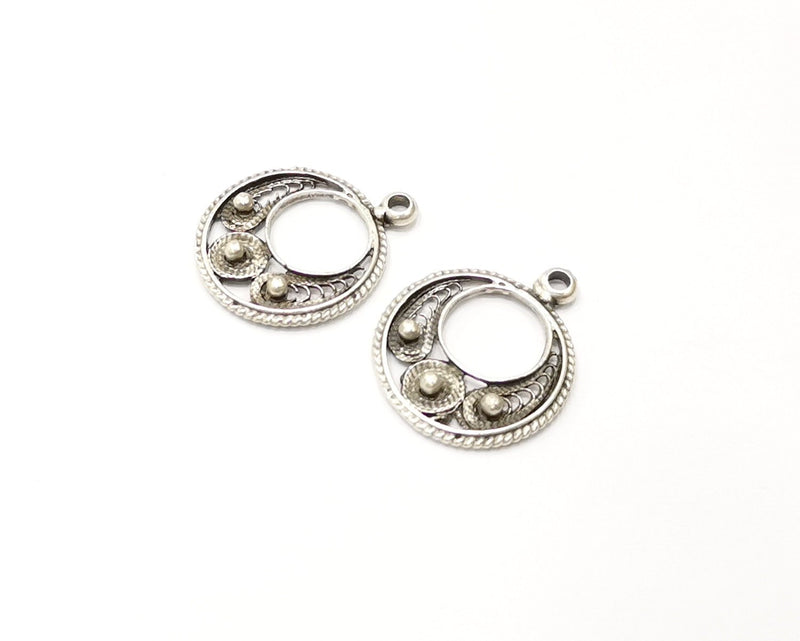 8 Silver Charms Antique Silver Plated Charms (22x18mm)  G17097