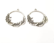 2 Leaf Charms Antique Silver Plated Charms (37mm)  G17099