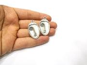 2 Silver Charms Antique Silver Plated Charms (38x21mm)  G17101