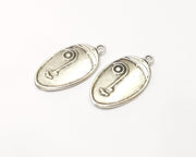 2 Silver Charms Antique Silver Plated Charms (38x21mm)  G17101