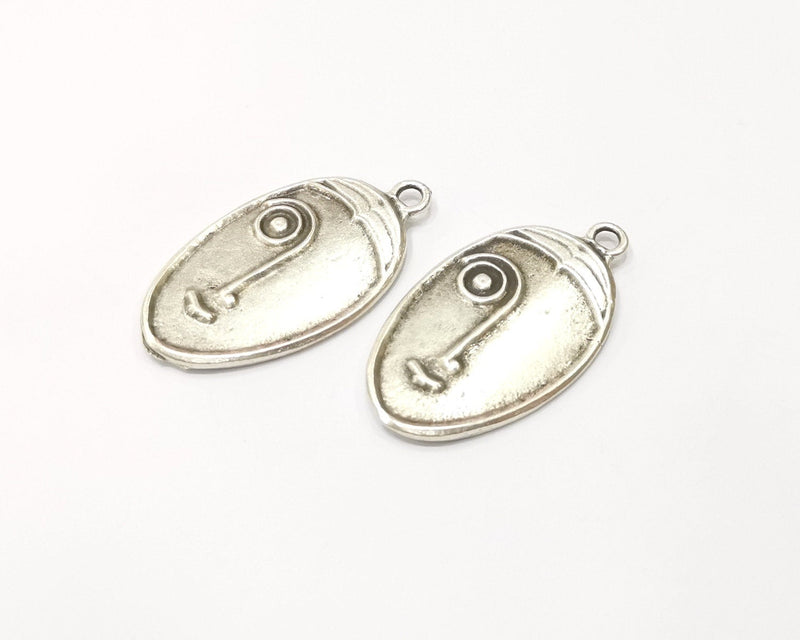 2 Silver Charms Antique Silver Plated Charms (38x21mm)  G17101
