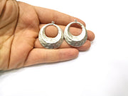 2 Silver Hammered Charms Antique Silver Plated Charms (39x33mm)  G17103