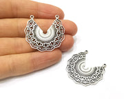 2 Silver Charms Antique Silver Plated Charms (36x33mm)  G17105