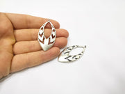 2 Silver Charms Antique Silver Plated Charms (50x25mm)  G17106