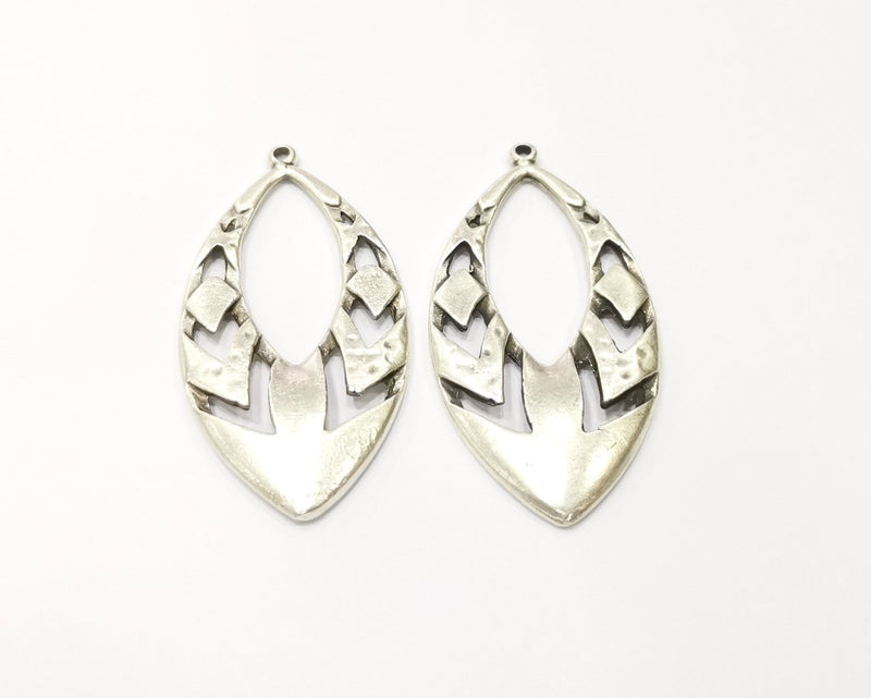 2 Silver Charms Antique Silver Plated Charms (50x25mm)  G17106