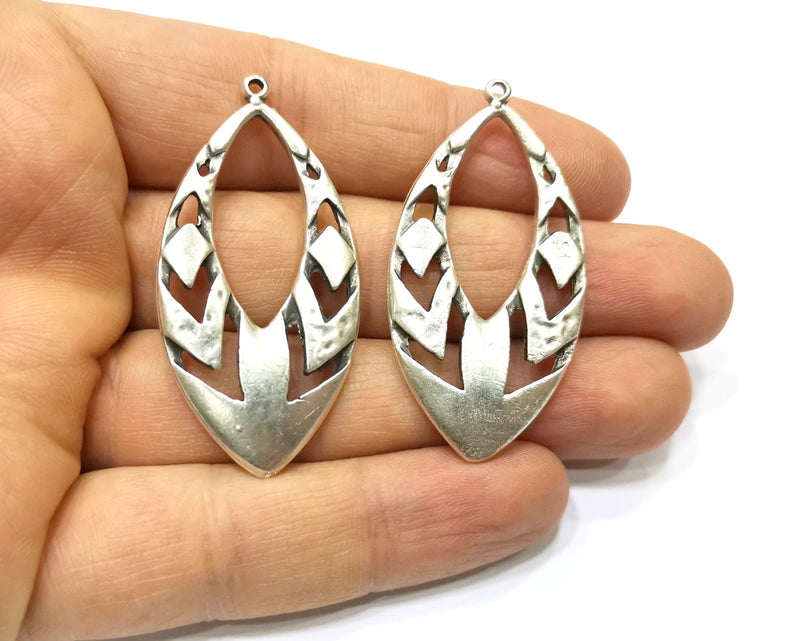 2 Silver Charms Antique Silver Plated Charms (50x25mm)  G17106