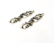 2 Silver Charms Antique Silver Plated Charms (57x15mm)  G17111