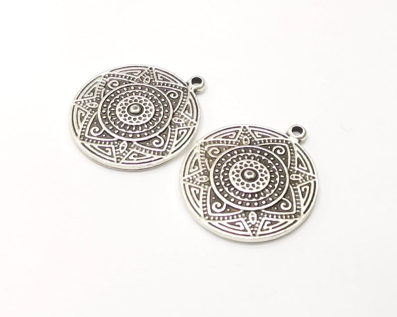 10 Silver Charms Antique Silver Plated Charms (24mm)  G17114