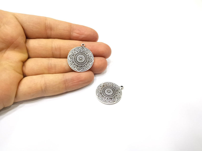 10 Silver Charms Antique Silver Plated Charms (24mm)  G17114