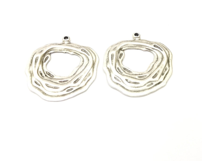 4 Silver Charms Antique Silver Plated Charms (31mm)  G17118
