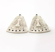 2 Silver Charms Connector Findings Antique Silver Plated Metal Charms (31x26mm)  G16179