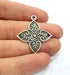 2 Silver Charms Connector Findings Antique Silver Plated Metal Charms (36x33mm)  G16302