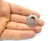 4 Silver Charms Antique Silver Plated Charms (33x27mm)  G16186